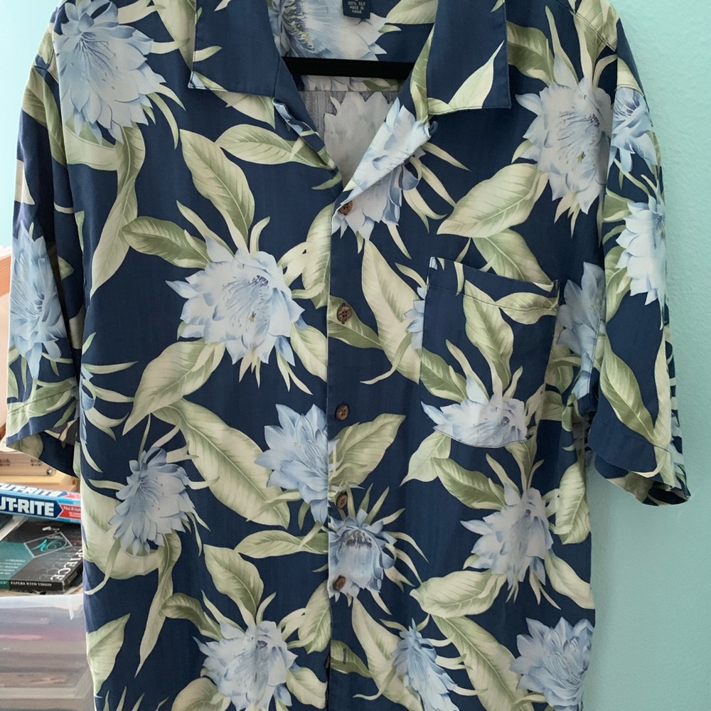 Tommy Bahama Men's Blue Floral Hawaiian Shirt